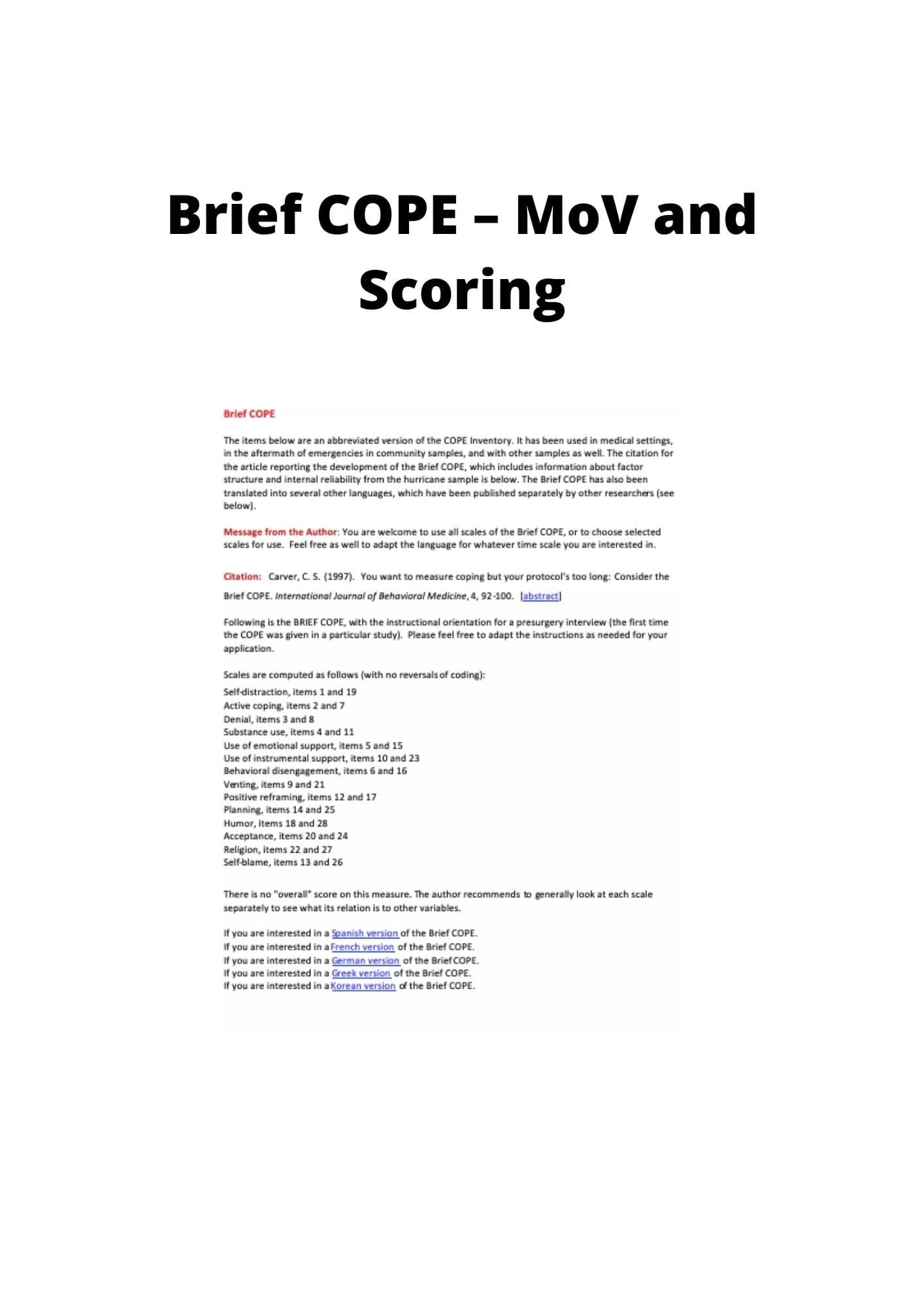 brief cope permission for research use